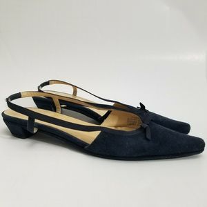 J Crew Slingback Sandals Bow Suede Slip On Pointed
